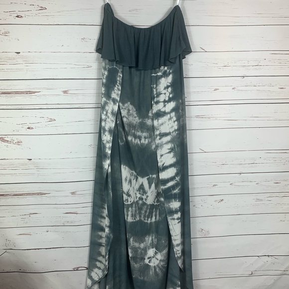 Aakaa Dress Strapless Tie Dye Flowing Charcoal - Picture 3 of 15